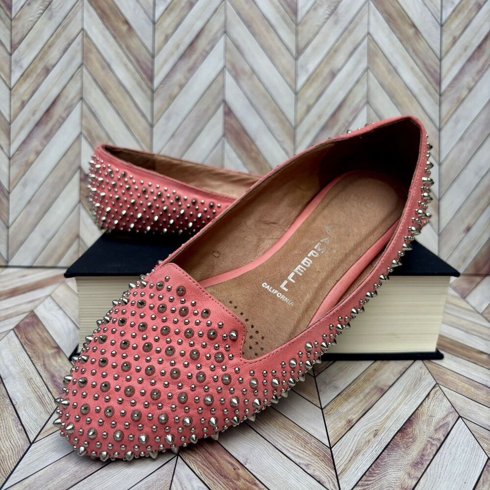 Jeffrey Campbell Coral Pink Studded Pointed Toe Flats